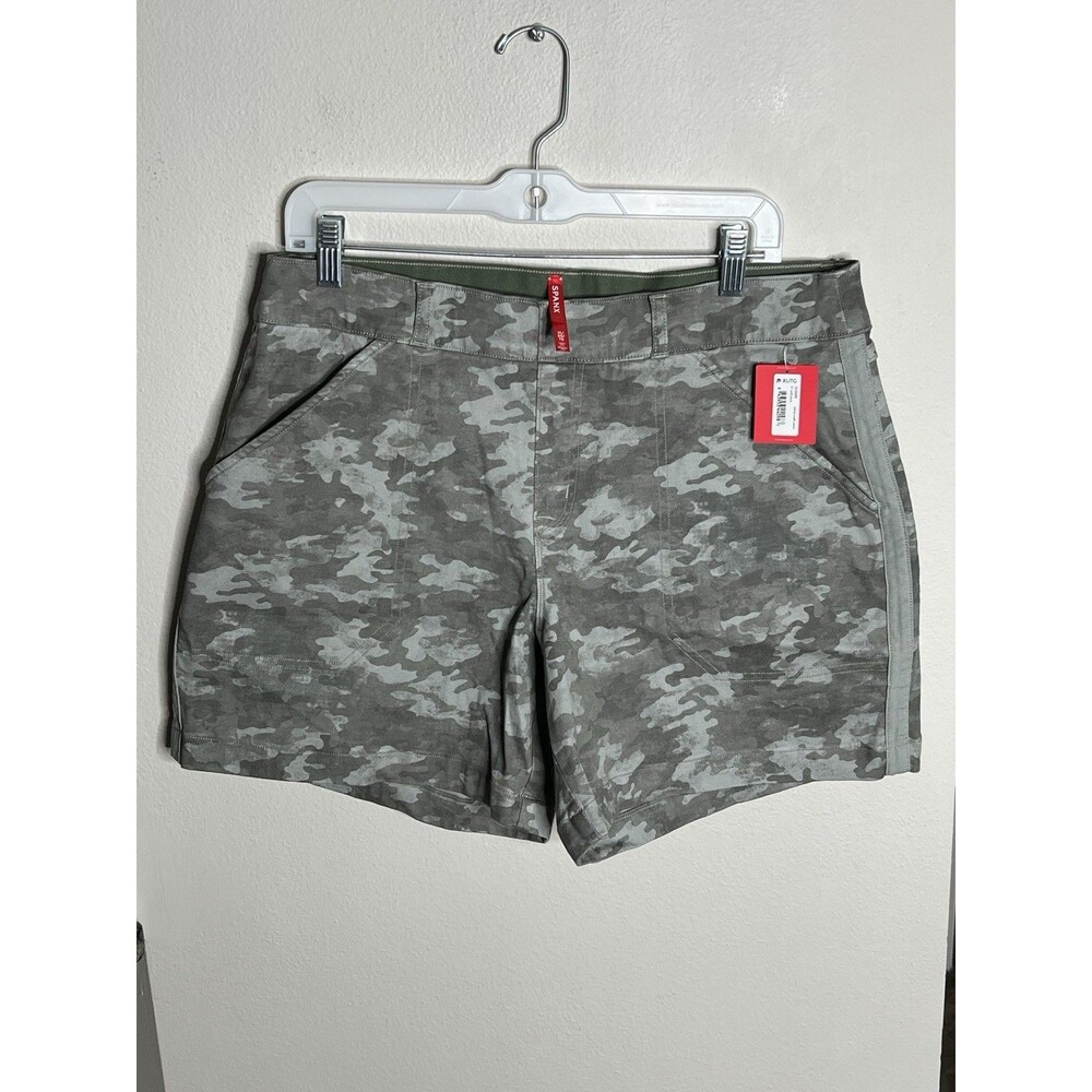 New SPANX Stretch Pull-on Twill Shorts in Stone Wash Camo size XL